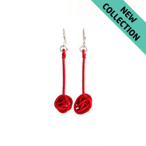 Al005 3a Red Knot Dangle Earrings Alanima colorful jewelry handmade modern NEW