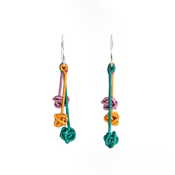Al006 1 Turquoise Orange Lavender Triple Knot Modular Earrings Alanima colorful jewelry handmade modern