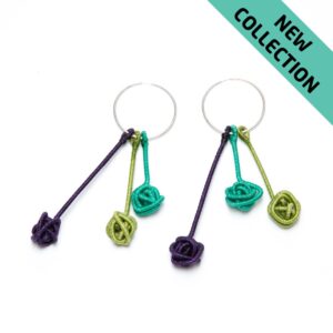 Al006 2a Turquoise Purple Triple Knot Modular Earrings Alanima colorful jewelry handmade modern NEW