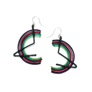 Al113 3 Purple Red Rainbow Dangle Earrings Alanima colorful jewelry handmade modern art jewels