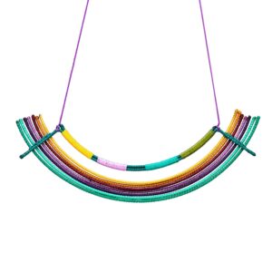 Al123 7 Turquoise Yellow Rainbow Necklace Alanima colorful jewelry handmade modern art jewels