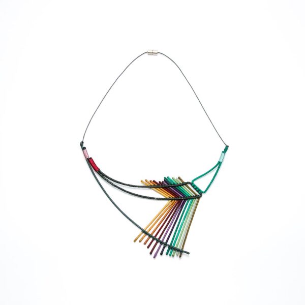Al171 2 Turquoise Lila Rainbow Arrow Necklace Alanima colorful jewelry handmade modern art jewels