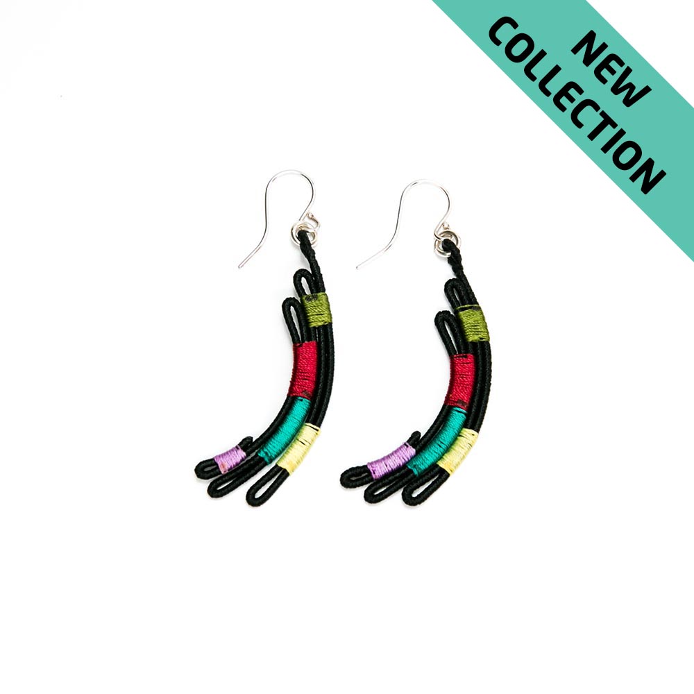 Al176 2 Black Multicolored Moon Earrings Alanima colorful jewelry handmade modern art jewels 1