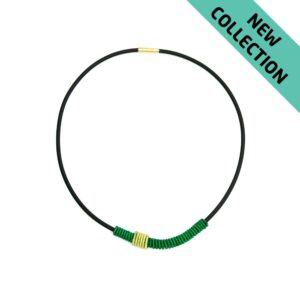 Al177 1 Green Tube Necklace Alanima colorful jewelry handmade modern minimal NEW