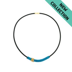 Al177 2 Ocean Blue Tube Necklace Alanima colorful jewelry handmade modern minimal NEW