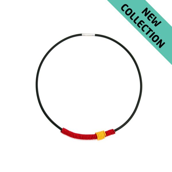 Al177 3 Red Tube Necklace Alanima colorful jewelry handmade modern minimal NEW