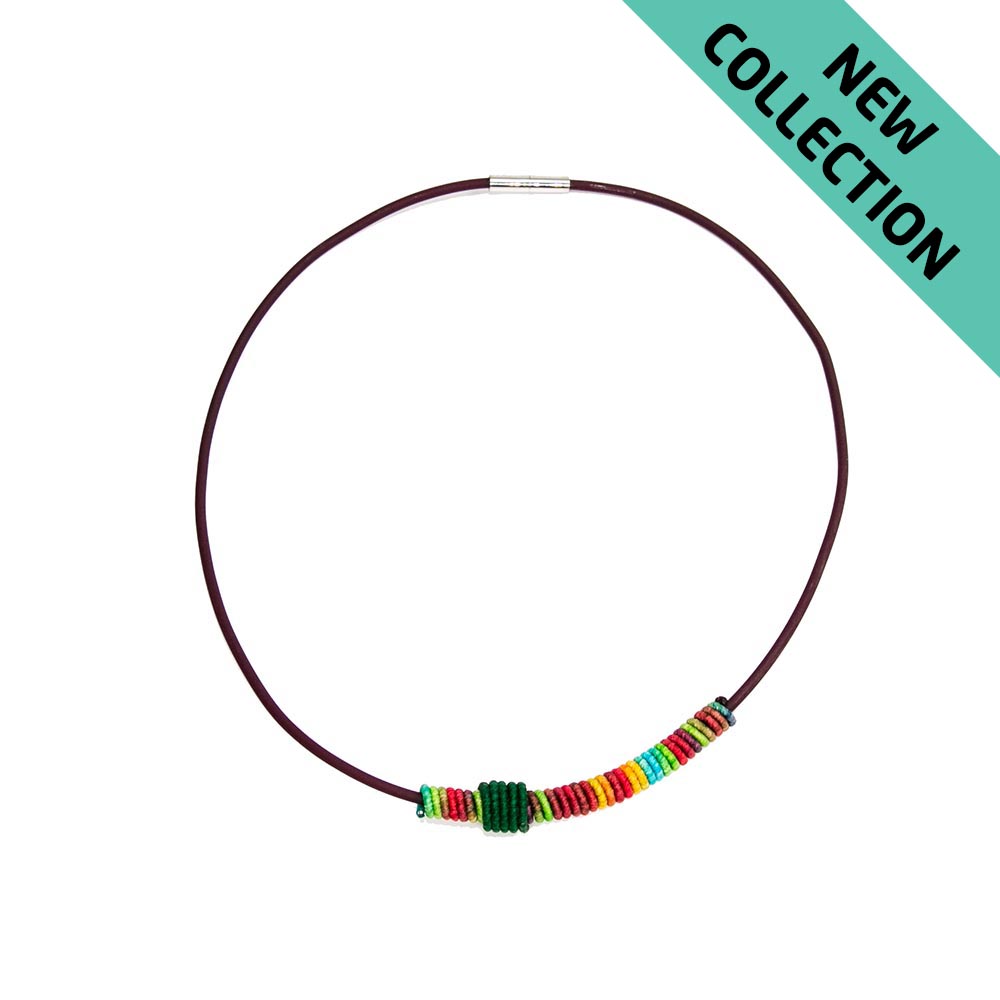 Al177 4 Multicolor Tube Necklace Alanima colorful jewelry handmade modern minimal NEW