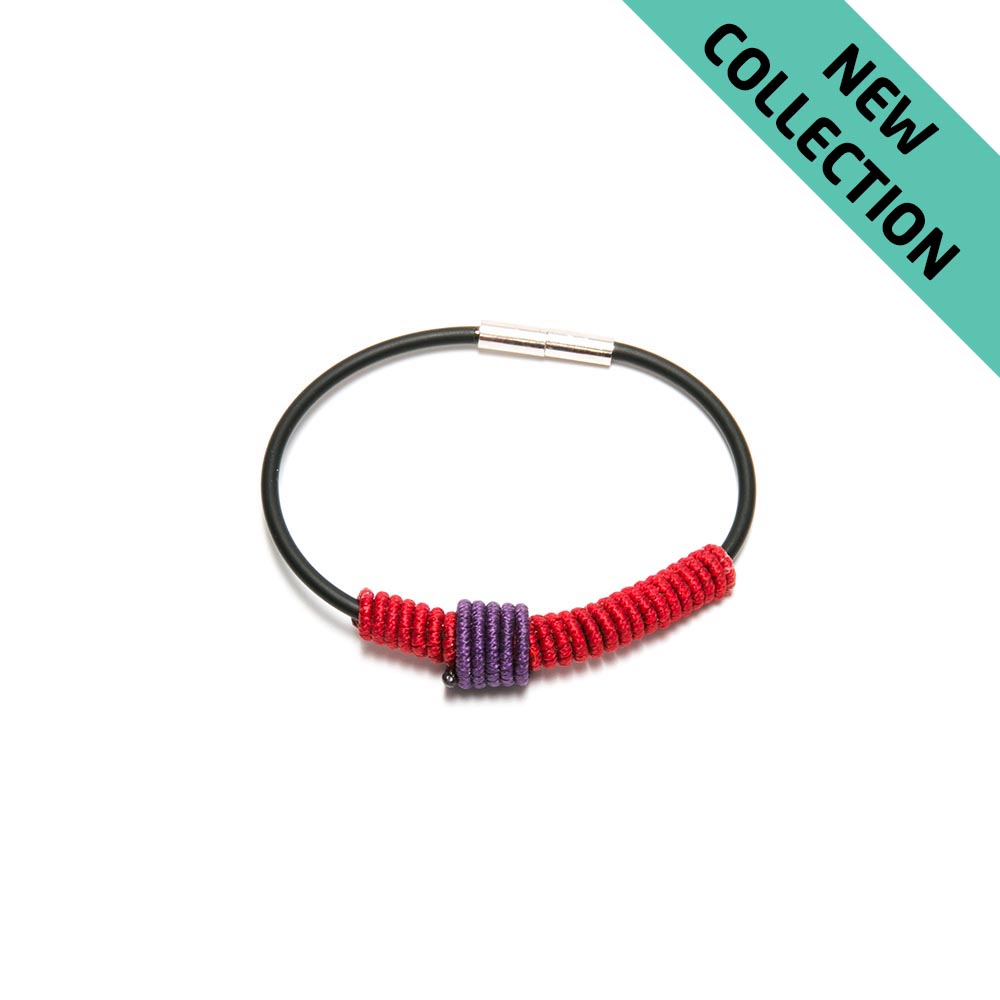 Al179 1 Red Purple Tube Bracelet Alanima colorful jewelry handmade modern minimal NEW