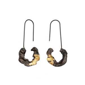 SE7 virtsionis jewelry alternative fluid form gold silver curves earrings